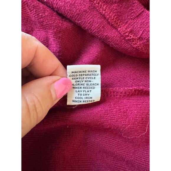 CAFFÉ MARRAKESH XL Berry Chevron Textured Henley Blouse Top Balloon Sleeve Tunic - Picture 10 of 10